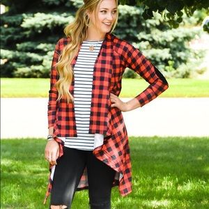 Buffalo Plaid Open Front Cardigan